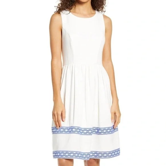 Gibson Ravello Geo Trim Fit & Flare Dress - Picture 2 of 4